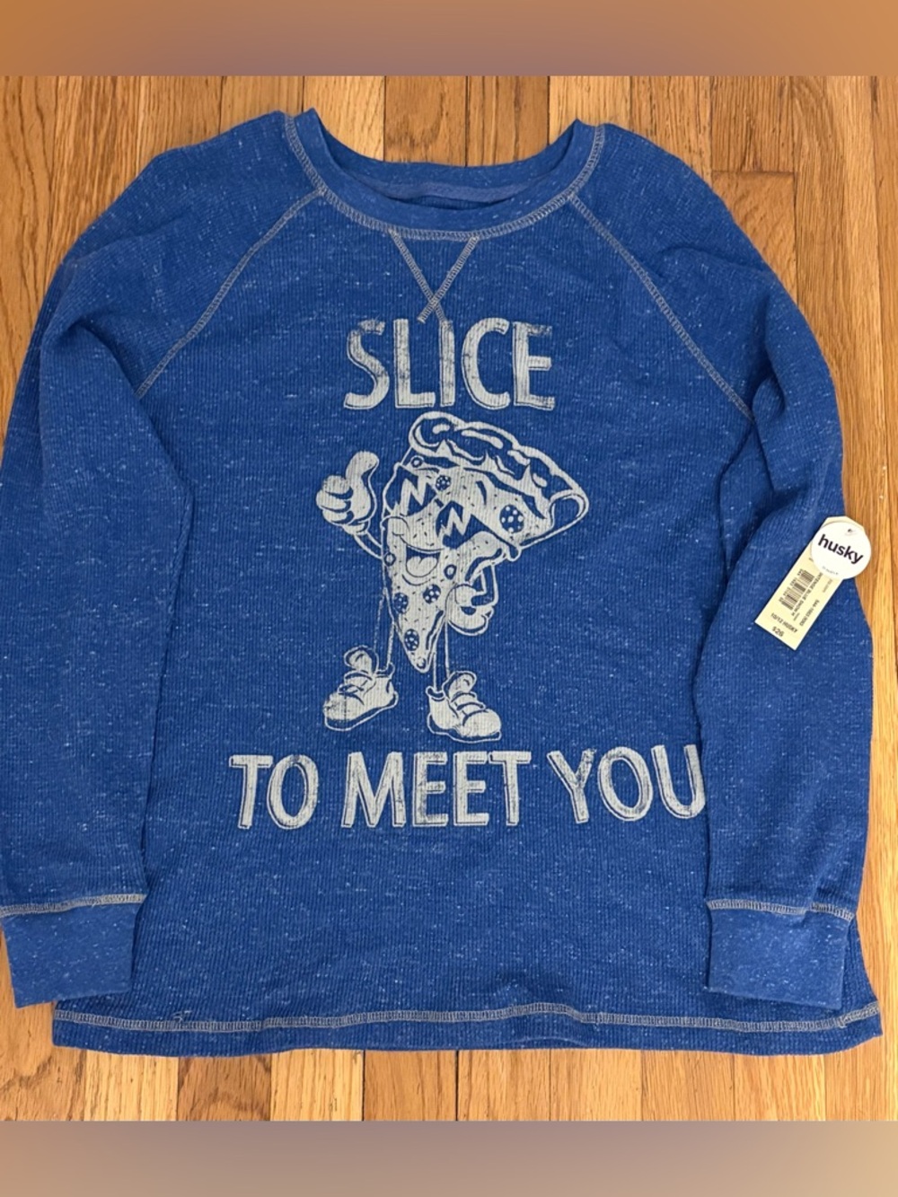 Blue Kids Sweatshirt with Pizza Graphic